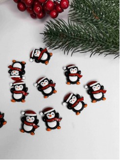 Кабошон акриловый "Пингвин НГ" 2,9см (черный) №Д